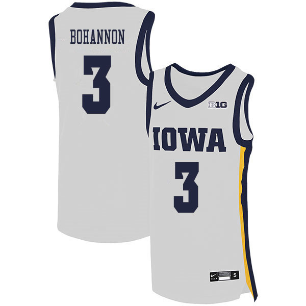2020 Men #3 Jordan Bohannon Iowa Hawkeyes College Basketball Jerseys Sale-White